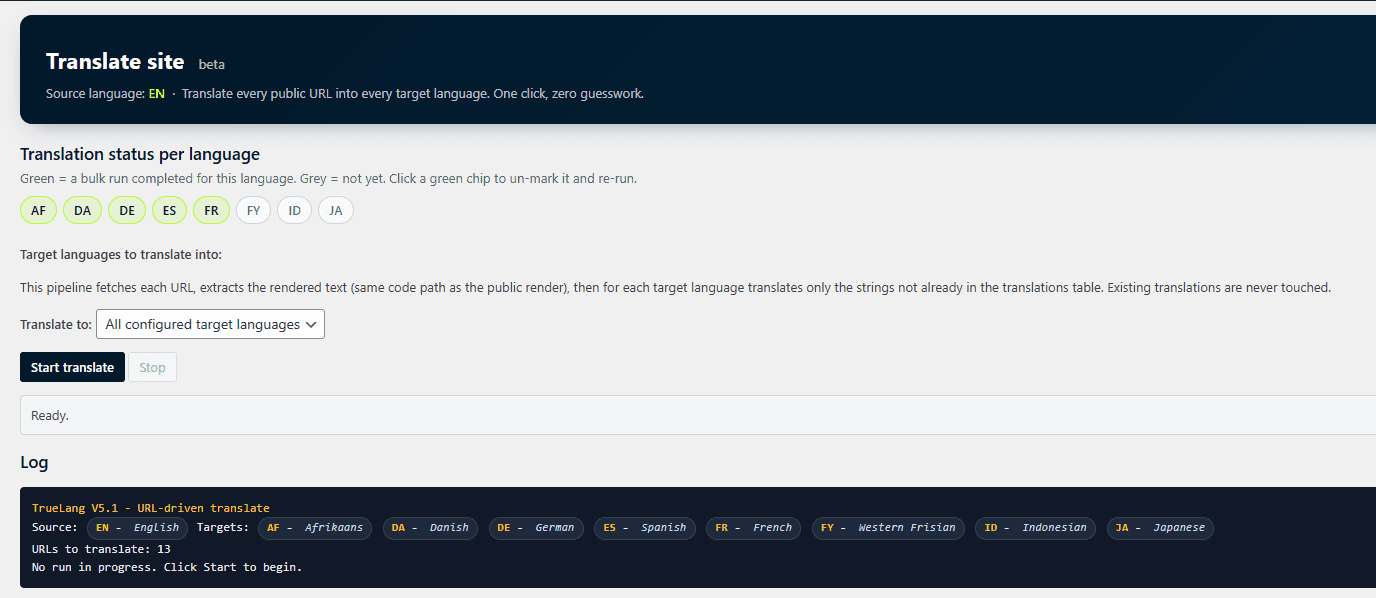 L'interface de traduction
