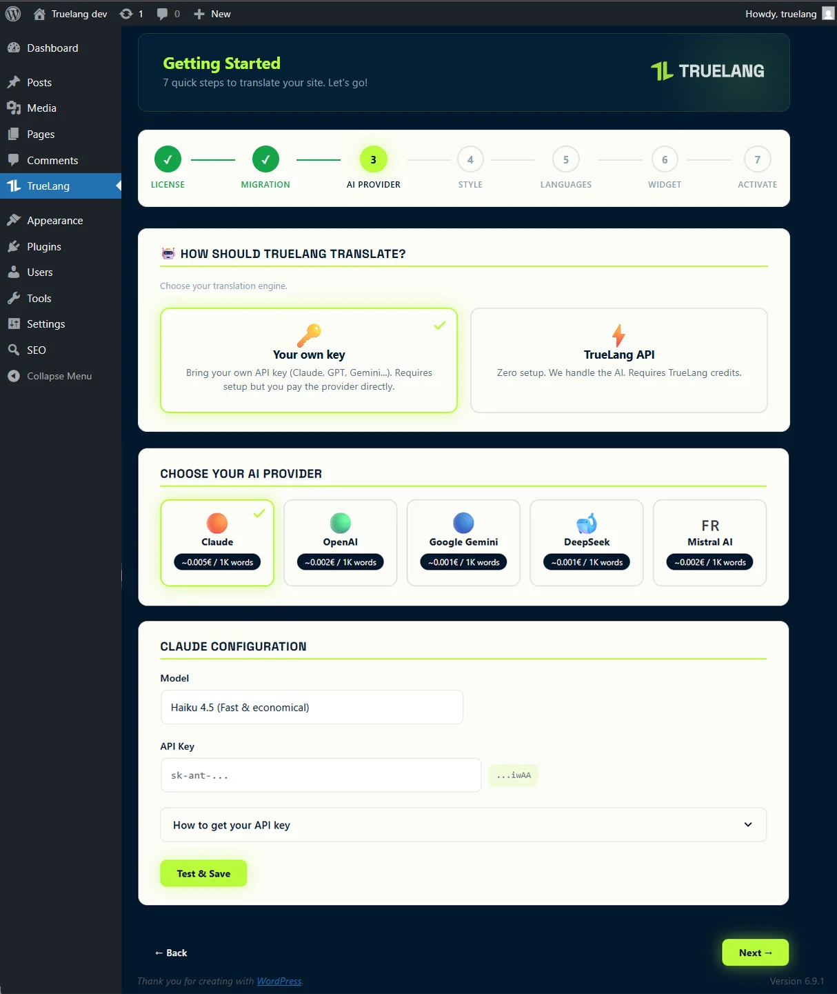 Tu utilises ta propre clé API